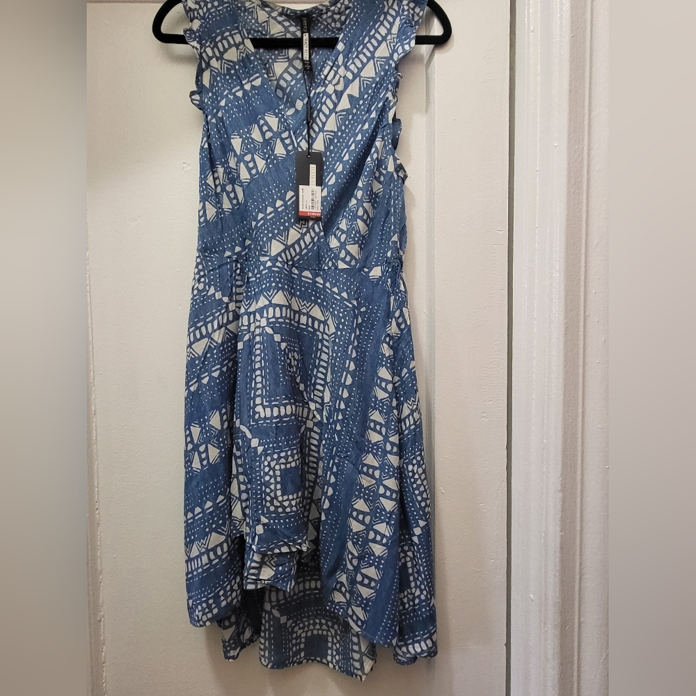 Plenty by Tracy Reese Blue and White High-Low Dress